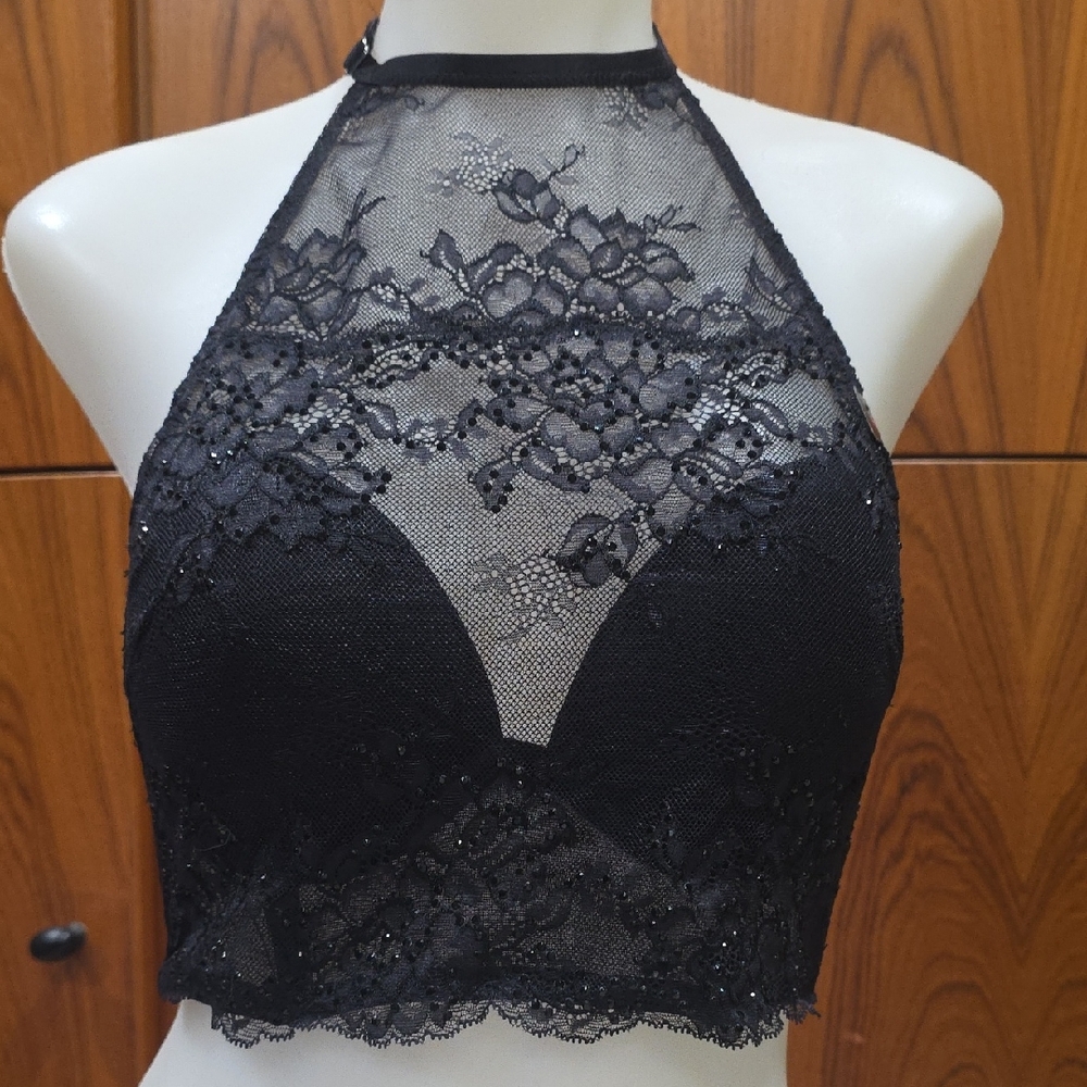 La SENZA Elegant Black Lace Halter Bra